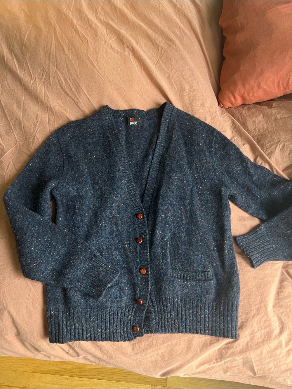 Vintage Robert Bruce Wool Navy Speckled Button-Up Cardigan